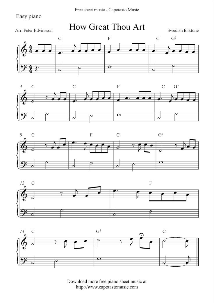 Free sheet music for piano easy
